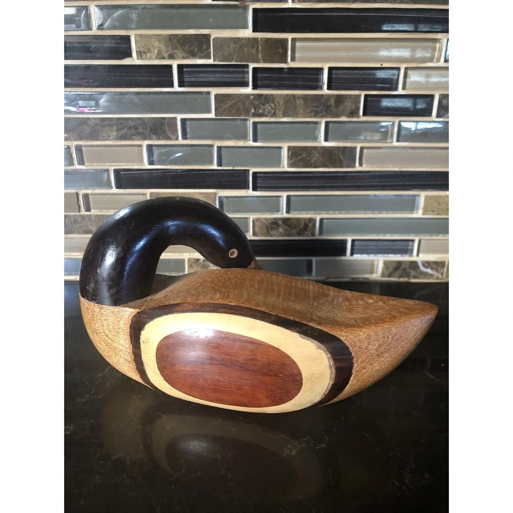 Vintage Hand Carved Multi‎ Wood Duck Carving Numbered